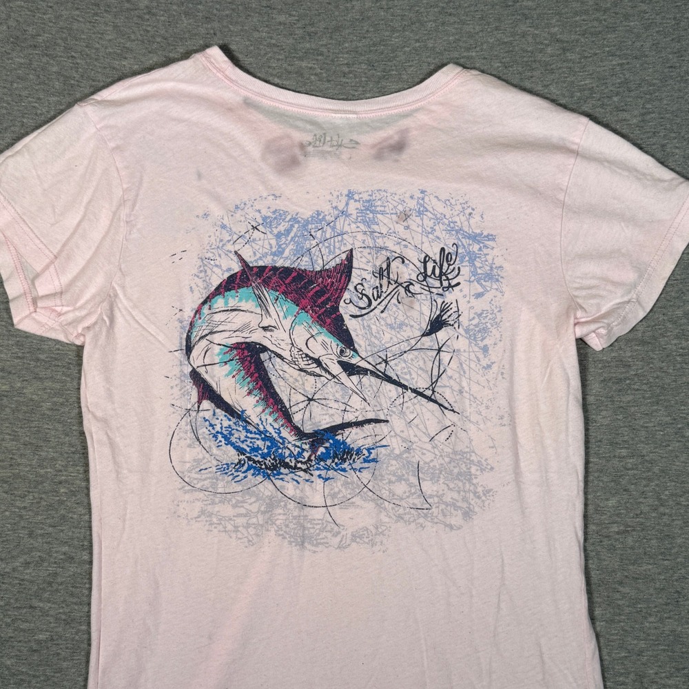 Salt Life Womens Marlin Graphic T-Shirt Light Pink Short Sleeve Size Large